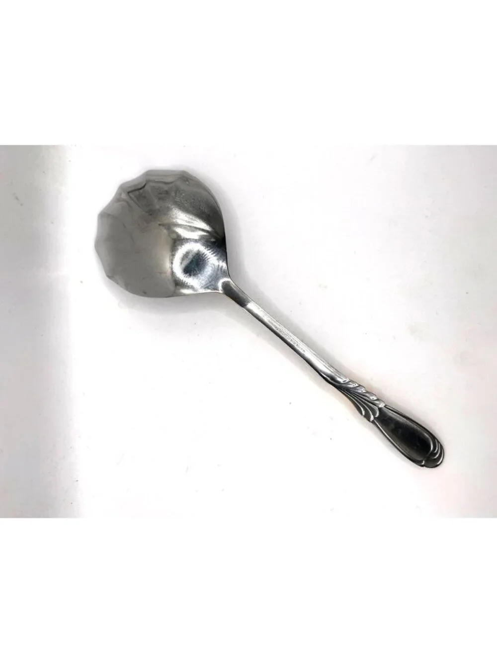 Retroneu Scalloped Linda Stainless Steel Gold Accent Serving Spoon flatware